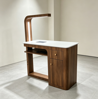 Ensemble de table à ongles de luxe avec éclairage LED, aspirateur de poussière, armoire de rangement, chaise et comptoir de réception