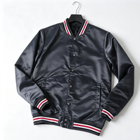 Blouson universitaire personnalisé en satin, col montant, broderie frontale, respirant, pour homme, hiver, style bomber, rayé, production en gros