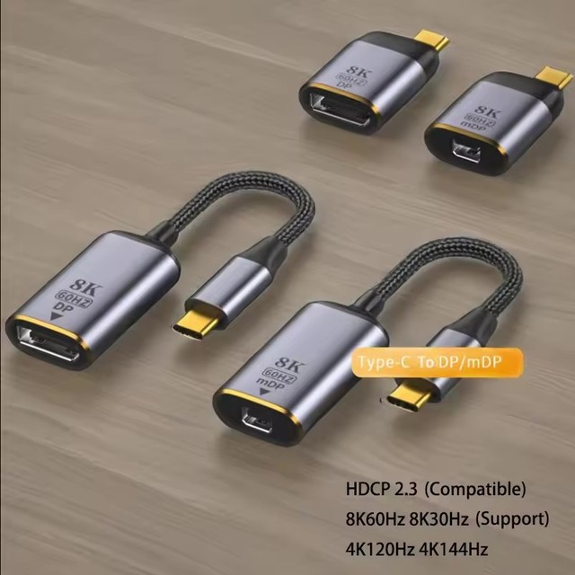 DP toTYPE-C Adapter Connector 8K 60HZ Cable USB miniDP 1.4 Converter VGA HDTV Displayport Adapter for MacBook M2 M3 Air