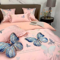 Ensemble de literie 4 pièces avec broderie florale exquise, textile de maison de luxe, ensemble de draps avec taies d'oreiller