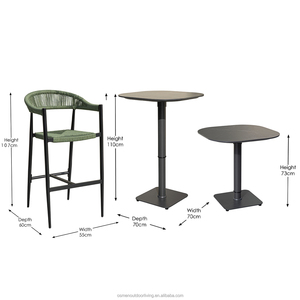 Juego de Sillas y Mesa de Bar para Exteriores de Aluminio OSMEN <span class=keywords><strong>Jennifer</strong></span> con Tablero de Piedra Sinterizada y Diseño de Tejido de Cuerda - Product Image 6