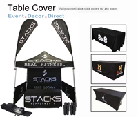 Nappe de table pliable, légère, imperméable, en PVC vinyle réutilisable, écologique, imprimée sur mesure, pour stands d'exposition
