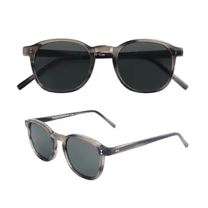 Оптовая Продажа унисекс ацетатные солнцезащитные очки мужские дорожные Круглые Солнцезащитные очки для вождения очки для рыбалки