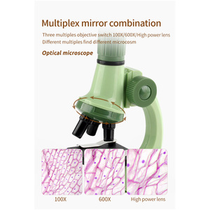 Microscopio con Aumento de 1200X, Juguete Educativo de Ciencia de Plástico para Niños de 4 a 9 Años, Kit de Exploración de Laboratorio STEM Unisex, Manual - Product Image 3