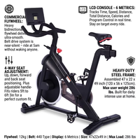 Vélo d'appartement à transmission par courroie avec volant d'inertie de 12 kg, écran LCD, contrôle programmable, entraînement cardio pour la remise en forme à domicile, vélo de spinning