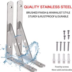 भारी शुल्क 8 "स्टेनलेस स्टील फ्लोटिंग शेल्फ ब्रैकेट के साथ-90 डिग्री कोण दीवार माउंट समर्थन - Product Image 5