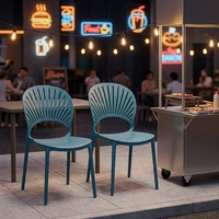Chaise de salle à manger moderne et minimaliste en plastique, dossier épaissi, design creux en forme de coquille, mobilier de maison, salons extérieurs