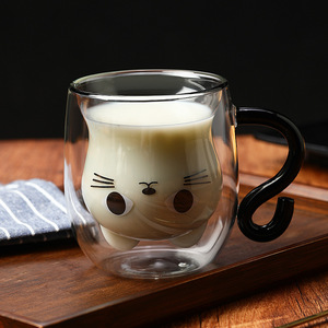 270 ml Kinder niedliche Ent Katze Bär Hund Kaffeebecher Doppelwand-isolierglas Milchbecher Tierglasbecher - Product Image 6