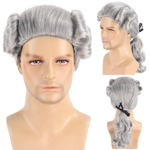 Peluca de Cosplay para Hombre, Estilo Juez, Abogado, Magistrado, en Negro, Blanco, Gris <span class=keywords><strong>y</strong></span> Beige, Fibra Sintética Resistente a Altas Temperaturas, Hecha a Máquina - Product Image 2
