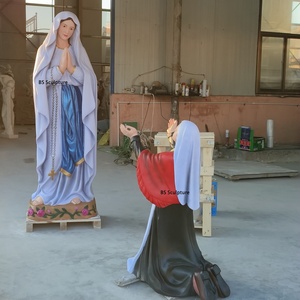 Statue <span class=keywords><strong>de</strong></span> la Vierge Marie Sacré-Cœur <span class=keywords><strong>de</strong></span> <span class=keywords><strong>Lourdes</strong></span> et <span class=keywords><strong>de</strong></span> Sainte Bernadette en marbre coloré sur mesure pour église - Product Image 1