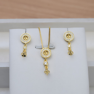 Handmade S925 Silver DIY Accessories <b>Set</b> Double Bead <b>Pearl</b> Empty Holder Europe Style Fashion Jewelry-<b>Necklace</b> Pendant Ear Studs - Product Image 1