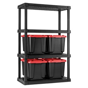 Estantería de 4 Niveles, Estantería de Plástico de Resistencia Media, Estantería de Almacenamiento, Estantería Sin Tornillos, Estantería Organizadora Vertical - Product Image 5