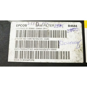 Nuevo y Original Filtro SAW EPCOS SMD3838 de 6 Pines, Banda Pasante Usable de 25MHz, 947.50MHz B4684 B39951-B4684-Z610 - Product Image 5