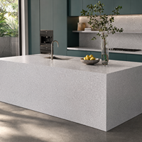 Sol en terrazzo personnalisé pour projet hôtelier, comptoir en terrazzo de luxe, dalles en terrazzo en pierre artificielle