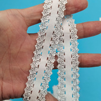 Ruban élastique en dentelle picot de 2,1 cm pour textile de maison, en nylon brillant argenté, pour couture et DIY de vêtements
