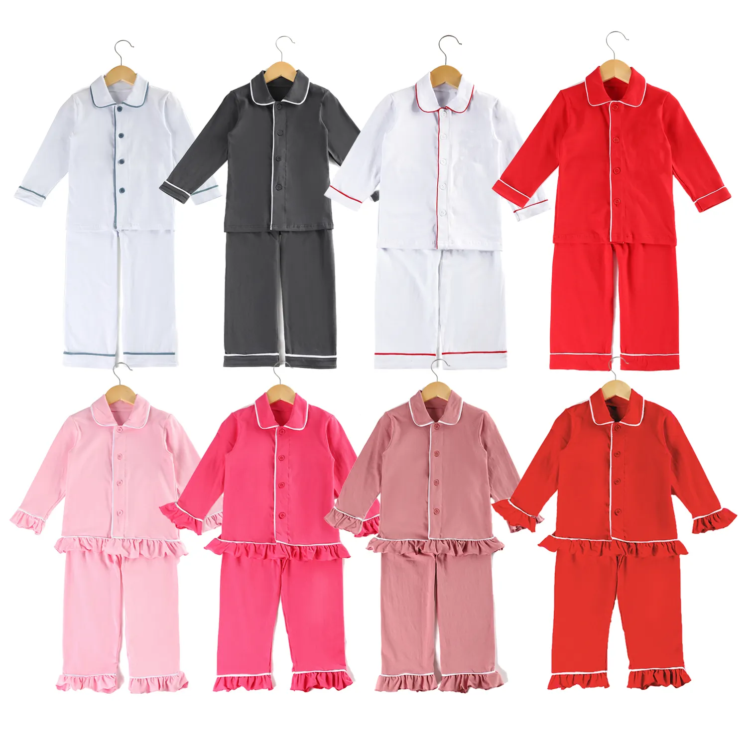 Weihnachts pyjamas Herbst und Winter Baby Jungen und Mädchen Pyjamas Nachtwäsche setzt Baumwolle Rüschen Pyjamas