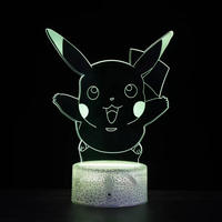 Game Pokemon Pikachu Anime Figures 3D Led Night Light Color Changing Model Action VALOR Logo Lampara
