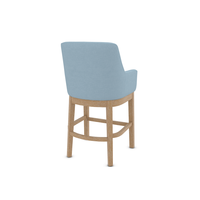 Tabouret de bar ergonomique en tissu beige avec accoudoirs, pieds en chêne massif, repose-pieds, siège rembourré durable, parfait pour la maison américaine