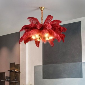 Lampadario Decorativo in Piume di Struzzo Marroni Soffici, Diametro 120cm, 48 Pollici, Lampada a Sospensione Artistica LED con Telecomando - Product Image 6