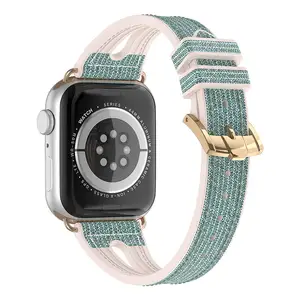 ढाल रंग डिजाइनर अनन्य लक्जरी bling महिलाओं घड़ी बैंड आकर्षण एप्पल के लिए घड़ी का पट्टा सिलिकॉन चमड़े की घड़ी बैंड