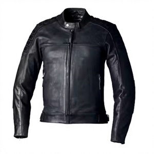 Chaqueta de Motociclista de Cuero para Hombre, Negra, con Protección, Cuello Alto, Ventilada, para Viajes y Desplazamientos - Product Image 5