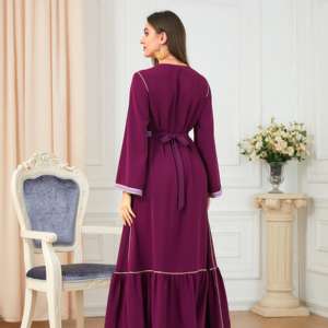 Robe de mariage et de fête à manches longues avec hijab pour femmes musulmanes décontractée d'automne à fleurs pour femmes musulmanes - Product Image 4
