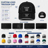Gorra de camionero con logotipo personalizado OEM, gorra de béisbol de malla, bordado e impresión personalizados, gorras promocionales deportivas para exteriores al por mayor