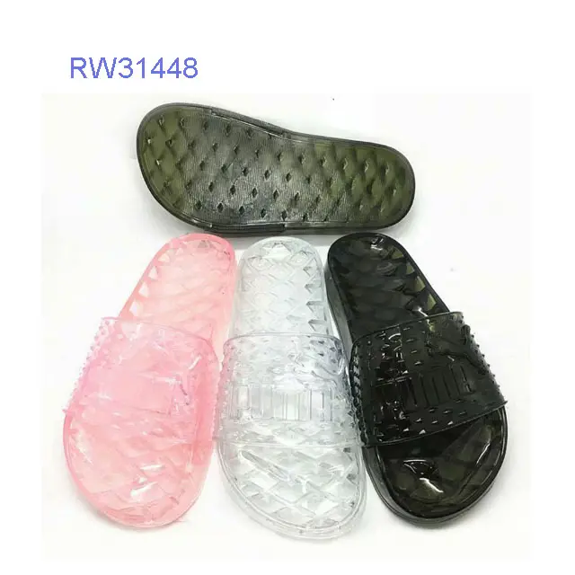 RW31448 नई महिला स्पष्ट जेली चप्पल पीवीसी जूता जूते स्लाइड सैंडल