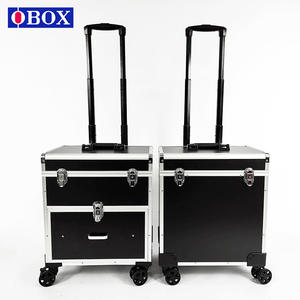 Estuche de maquillaje profesional Obox con cajones, carrito de almacenamiento rectangular plateado y negro para el hogar y viajes, fácil de limpiar - Product Image 2