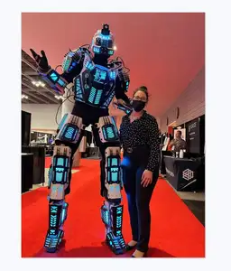 Free Shipping LMD Mega Plastic Stilts Walker Traje de Robot Led Costume with Battery Kryoman Event Performance Props