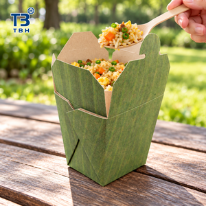 Caja de Papel Ecológica Desechable para Llevar Comida, con Diseño de Hoja de Plátano, Marca TBH - Product Image 2