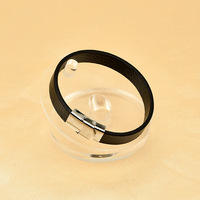Nouveau style, bracelet jonc en cuir tressé avec fermoir en fer simple, style sportif et tendance, accessoire de bijouterie