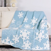 Couverture tricotée jacquard bleue 50*70 anti-décoloration, lavable et écologique, pour décoration intérieure multi-scénarios, vente en gros OEM/ODM