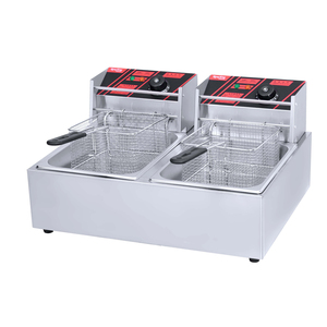 Freidora Eléctrica Comercial de Acero Inoxidable de 2 Tanques y 2 Cestas, Potencia de 2.5+2.5kW para Restaurantes, Hoteles y Uso Doméstico - Product Image 1