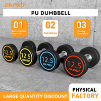 Produsen Dumbbell Urethane Murah Grosir Kustom untuk Peralatan Olahraga Gym, Dumbbell Kepala Bulat CPU