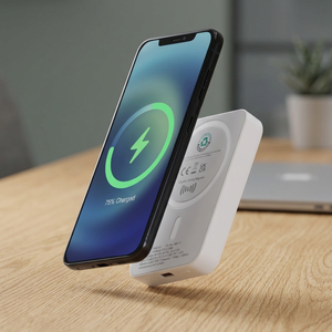 Power Bank Senza Marca 5000mAh e 15W, Ricarica Wireless Magnetica 20W PD, Plastica Riciclata Acrab, Corrente 3A, Logo OEM, Standard Presa Giapponese - Product Image 2