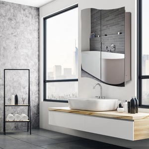 <span class=keywords><strong>Armoire</strong></span> miroir ondulée <span class=keywords><strong>à</strong></span> double porte avec rangement intégré pour salle de bain d'hôtel - Product Image 3