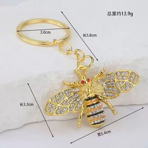 Sparkling Bee Keychain Rhinestone Encrusted 3D Design Luxury Fashion Accessory Zinc Alloy Metal <b>Key</b> <b>Chain</b> - Product Image 2