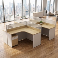 Poste de travail de bureau incurvé avec cloison, bureau informatique moderne en bois, table de direction pour employés, ensemble de mobilier de bureau