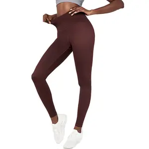 Brown eco friendly activewear gym design your own fitness clothing woman nylon leggings workout yoga pants leggings for women