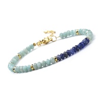 Bracelet de perles en pierre naturelle facettées Cliobeads Mix 3x4mm (Malachite, Sodalite, Grenat, Aigue-marine, Améthyste) avec fermoir en laiton