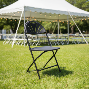 Black PP+Metal Folding Dining Chair-Durable Stackable Waterproof for Indoor/Outdoor Use & Garden Events - Product Image 1