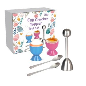 Set Regalo di Pasqua Personalizzato OEM/ODM: Portauova in Acciaio Inox e Set di Forchette per Uova Sode con Cucchiai e Supporto - Product Image 1