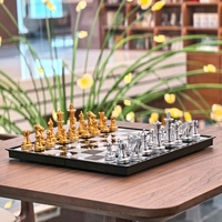 Petits horloges d'échecs magnétiques pliables en or et argent et coffret de luxe de 25 cm pour enfants