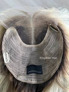 Topper en dentelle HD fine et plate, couleur blond doré clair, en cheveux humains vierges <span class=keywords><strong>de</strong></span> bonne qualité, avec trames fermées en dentelle frontale, pour femmes souffrant <span class=keywords><strong>de</strong></span> perte <span class=keywords><strong>de</strong></span> cheveux - Product Image 5