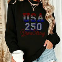 Transfert de strass personnalisé pour la Fête de l'Indépendance, motif thermocollant pour T-shirts