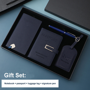 Multifunctionele Documentkaarthouder Anti-Diefstal Paspoortkaarthouder Eenvoudige Notebook Aangepaste Lederen Paspoortcadeauset