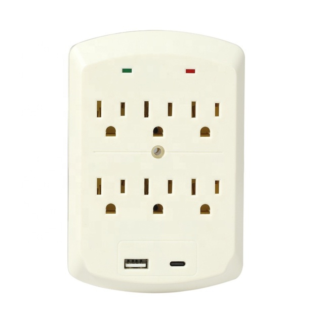 POWRUI Surge Protector, USB Wall Charger with 2 USB Charging Ports(Smart 2.4A Total)