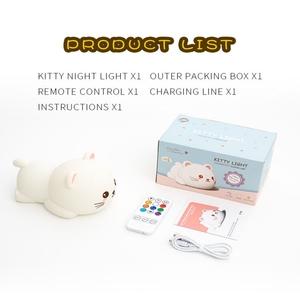 2023 thiết kế mới mắt Bảo vệ đêm đèn 3D dễ thương mèo bé USB có thể sạc lại cảm ứng cảm biến Silicone LED ánh sáng ban đêm - Product Image 6