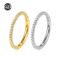 Youkeen Triple CZ Bijoux de corps en titane Segment articulé Anneau de nez avec arrangement d'espacement CZ pour les fiançailles de cadeau de mariage
